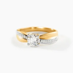 Bague Solitaire Raska Or Jaune Oxyde De Zirconium
