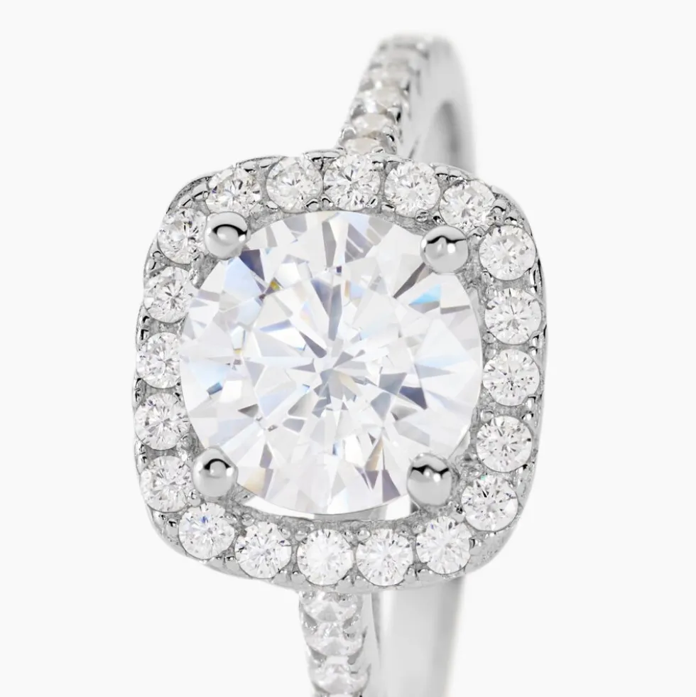 Bague Solitaire Rio Argent Blanc Oxyde De Zirconium