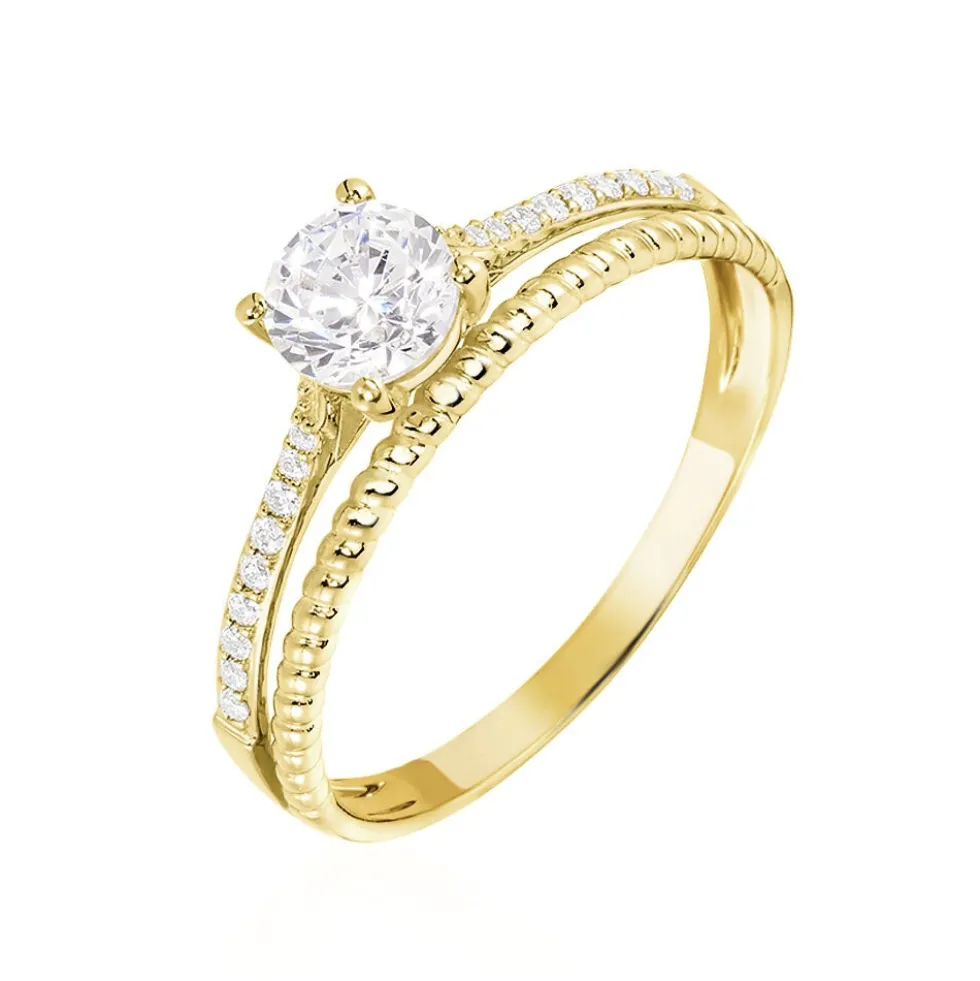 Bague Solitaire Rosemonde Or Jaune Oxyde De Zirconium