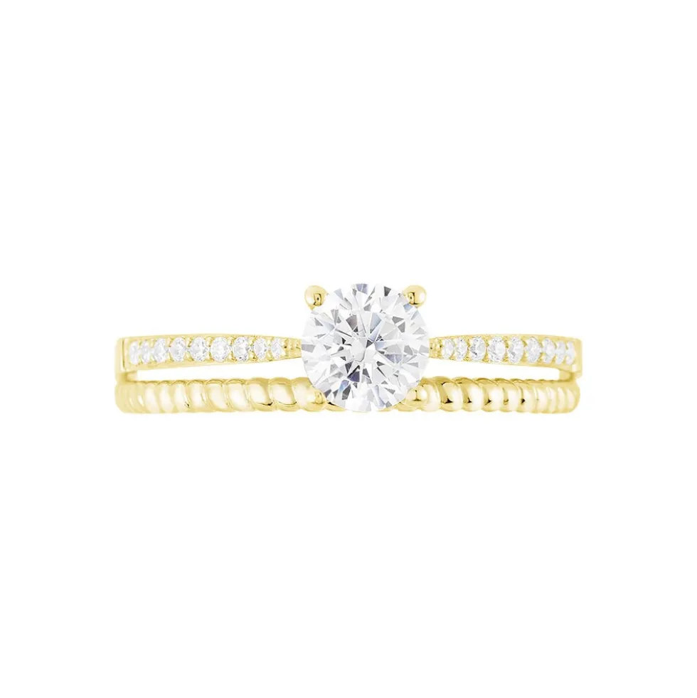 Bague Solitaire Rosemonde Or Jaune Oxyde De Zirconium