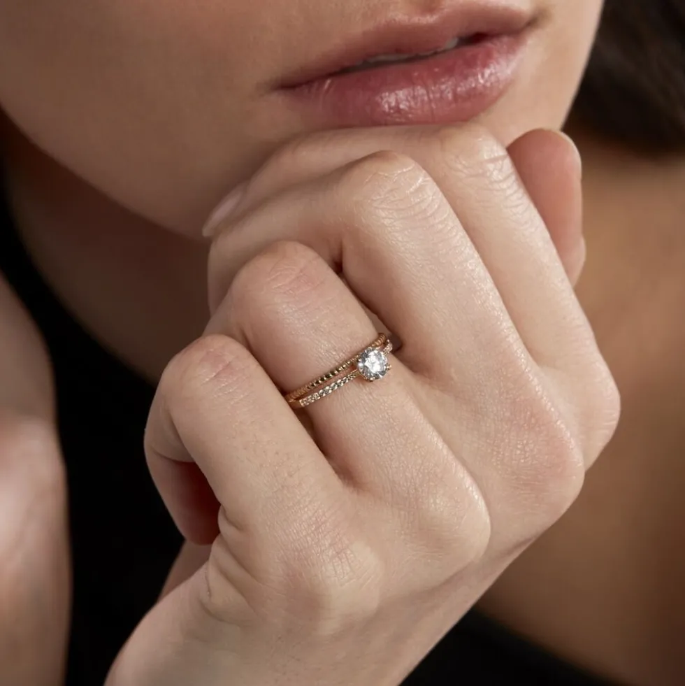 Bague Solitaire Rosemonde Or Jaune Oxyde De Zirconium