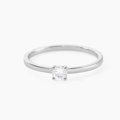 Bague Solitaire Stella Argent Blanc Oxyde De Zirconium