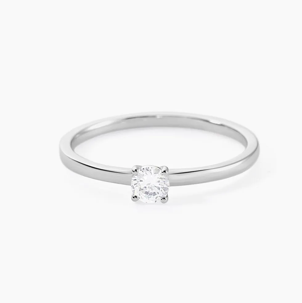 Bague Solitaire Stella Argent Blanc Oxyde De Zirconium