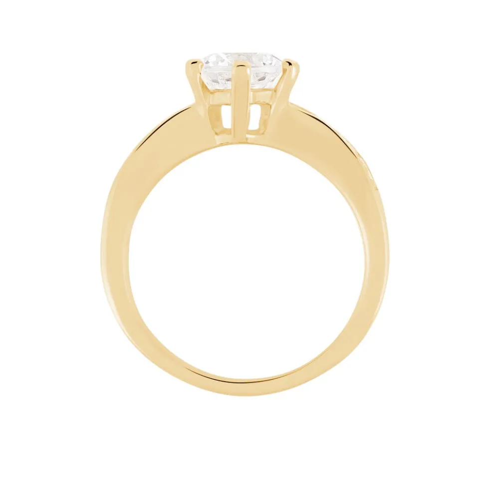 Bague Solitaire Stevie Plaqué Or Jaune Oxyde De Zirconium