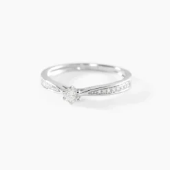 Bague Solitaire Symphonie Or Blanc Diamant