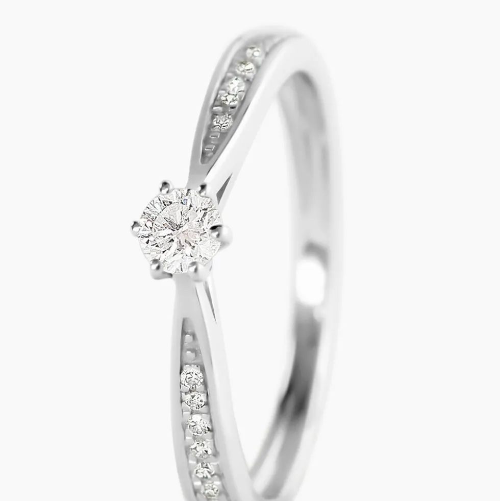 Bague Solitaire Symphonie Or Blanc Diamant