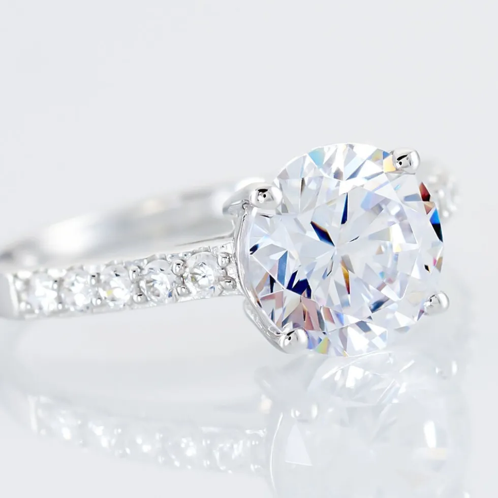 Bague Solitaire Terese Or Blanc Oxyde De Zirconium
