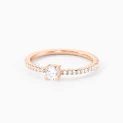 Bague Solitaire Ursi Argent Rose Oxyde De Zirconium
