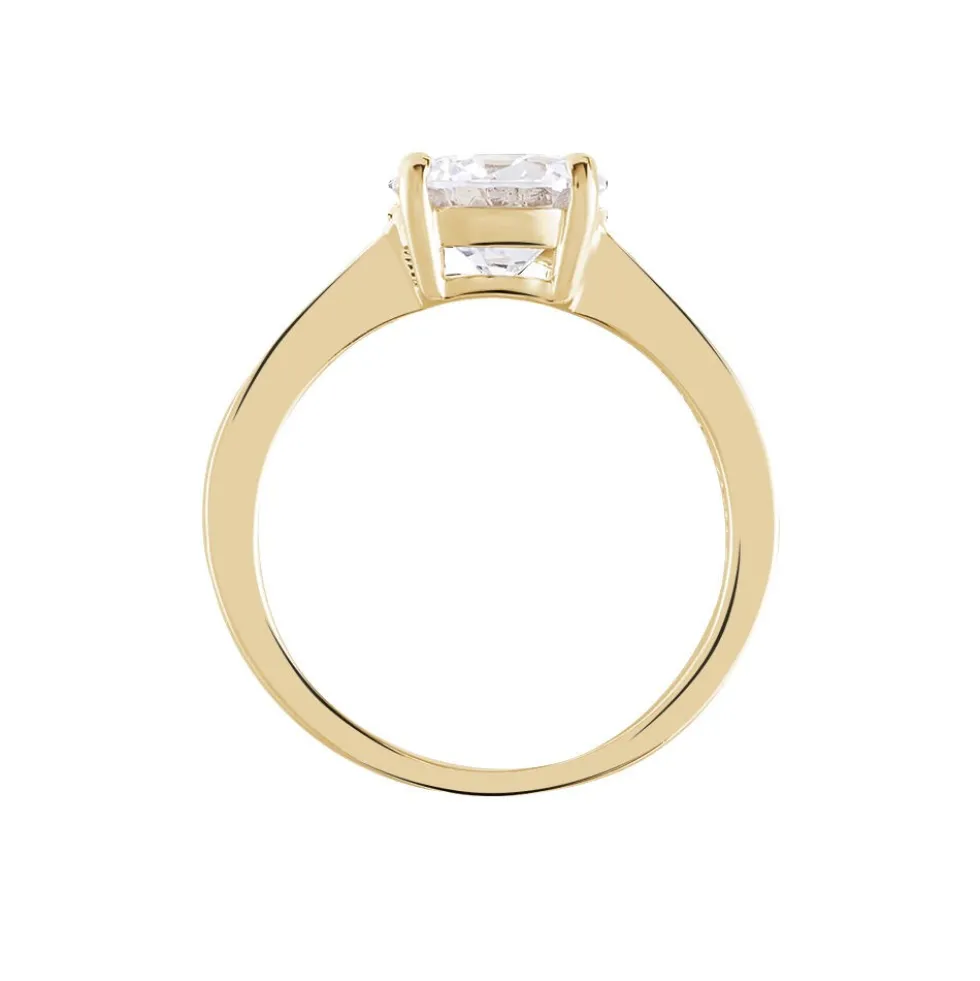 Bague Solitaire Zoura Plaqué Or Jaune Oxyde De Zirconium