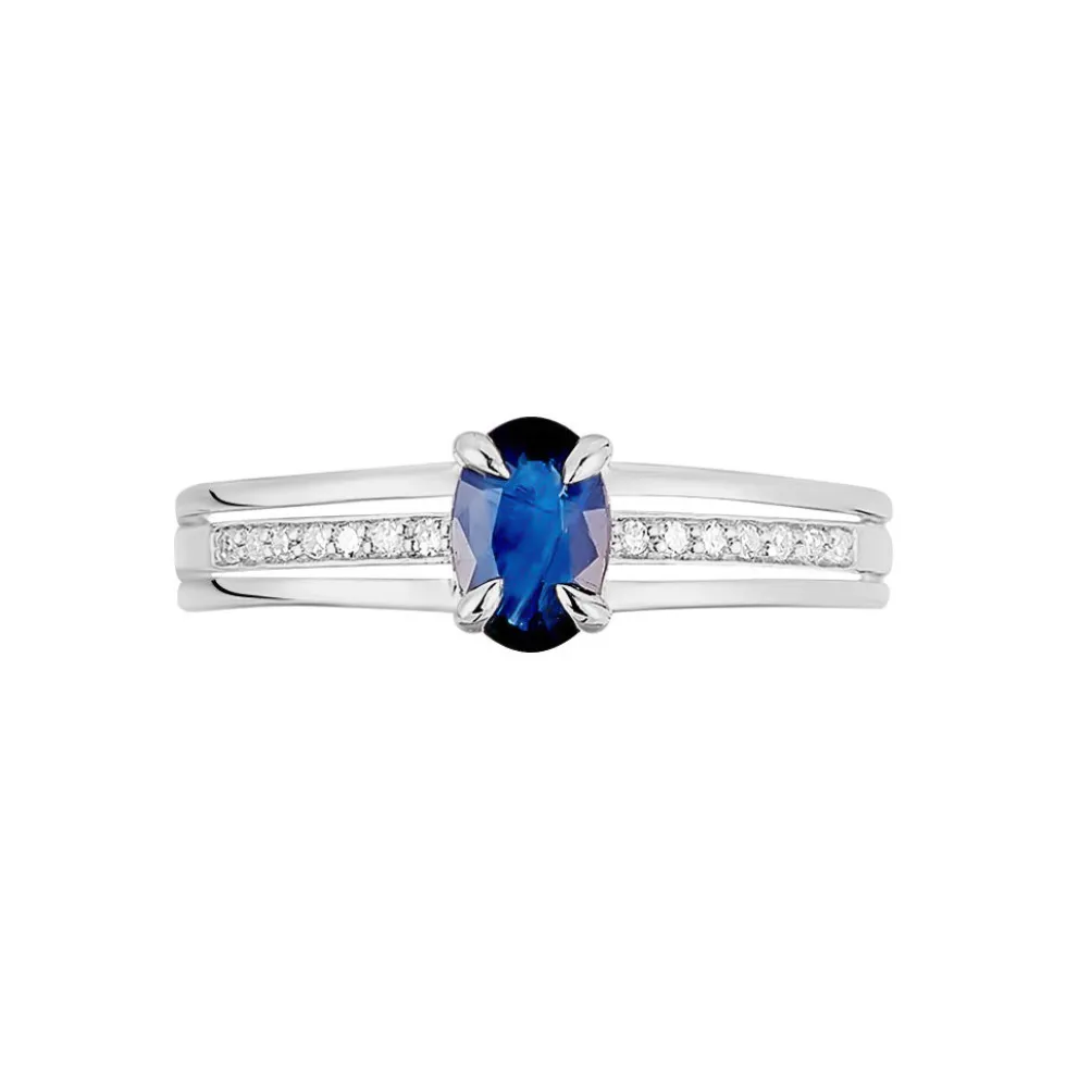 Bague Sylvestine Or Blanc Saphir Et Diamant