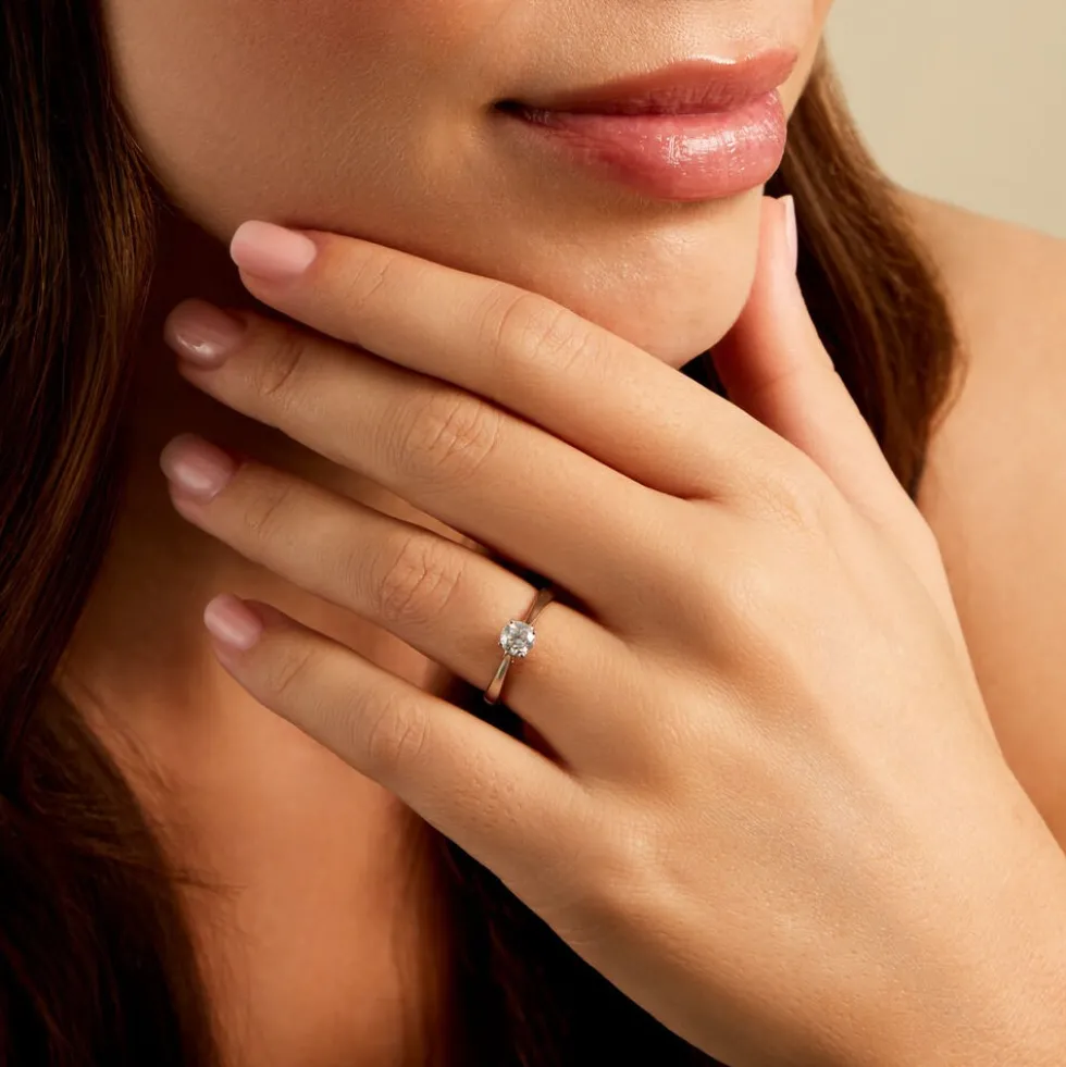 Bague Vicoeuria Ld Platine Blanc Diamant Synthétique