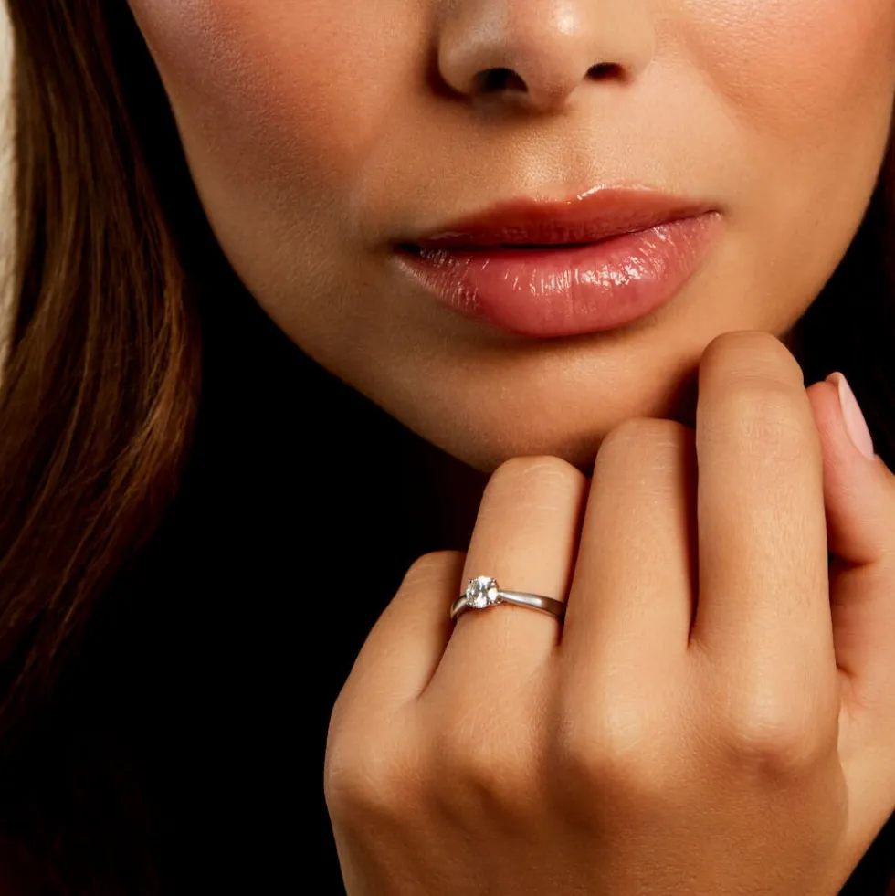 Bague Vicoeuria Ld Platine Blanc Diamant Synthétique