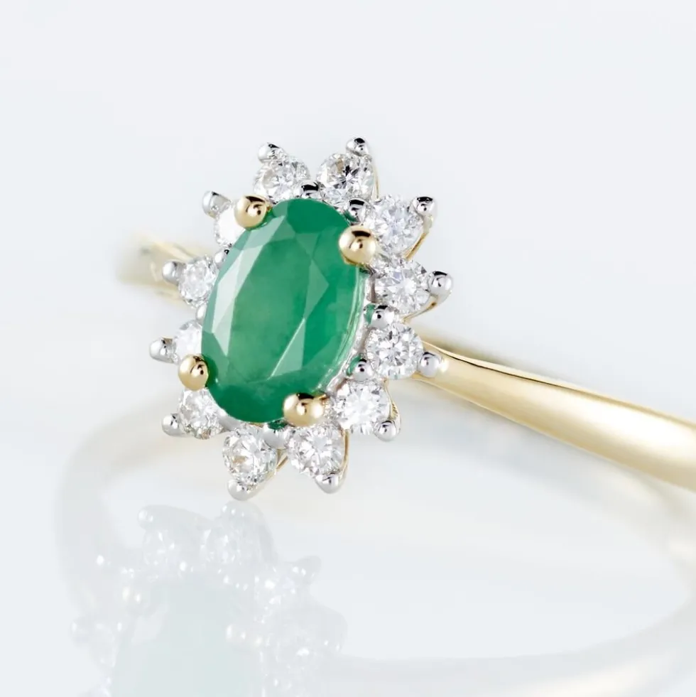 Bague Vladimir Or Jaune Emeraude Diamants
