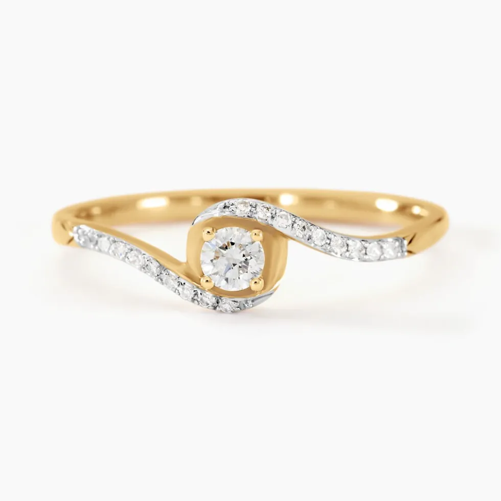 Bague Vrille Accompagnee Or Jaune Diamant