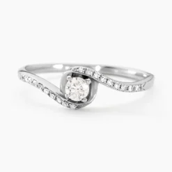 Bague Vrille Accompagnee Or Blanc Diamant