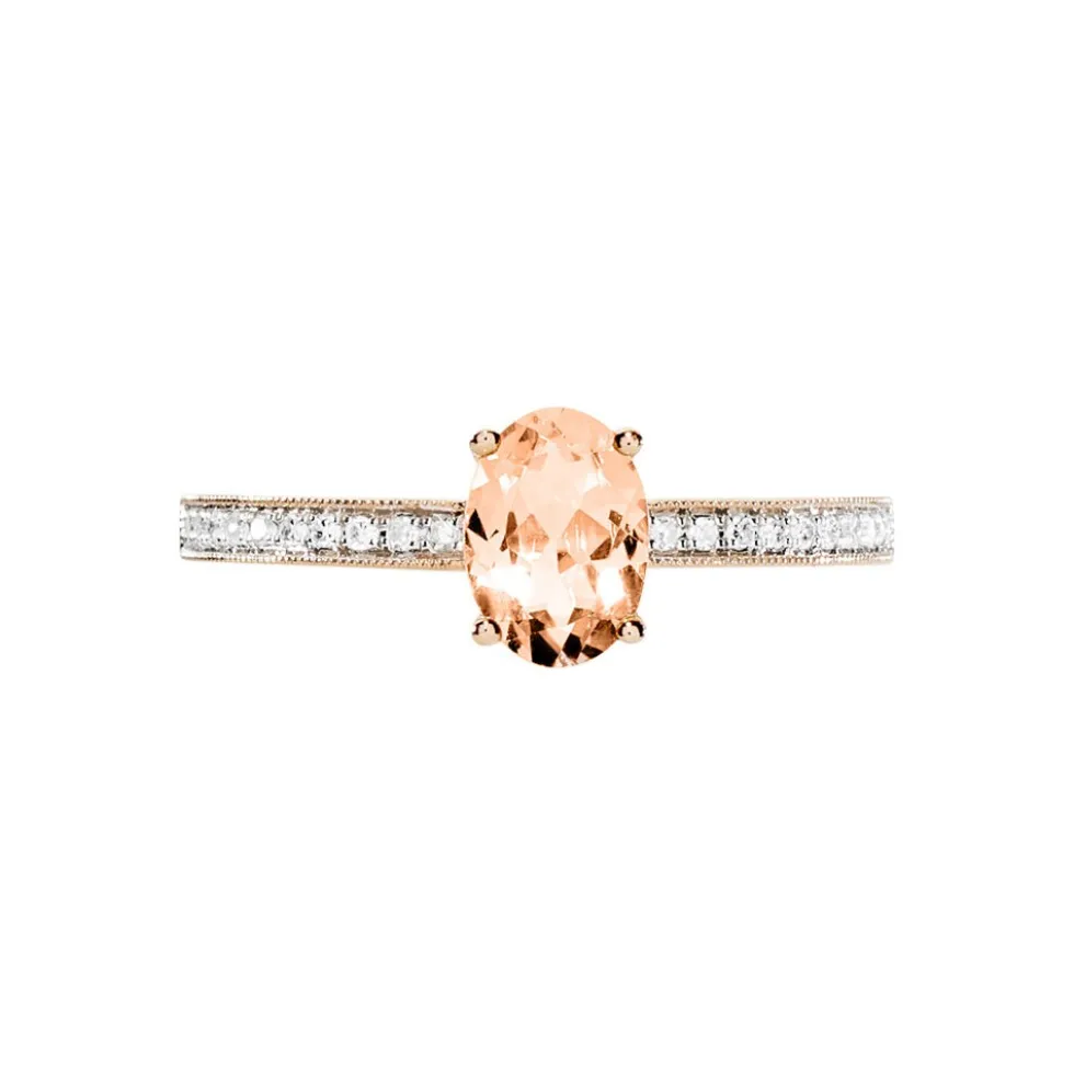 Bague Adelina Or Rose Morganite Et Oxyde De Zirconium