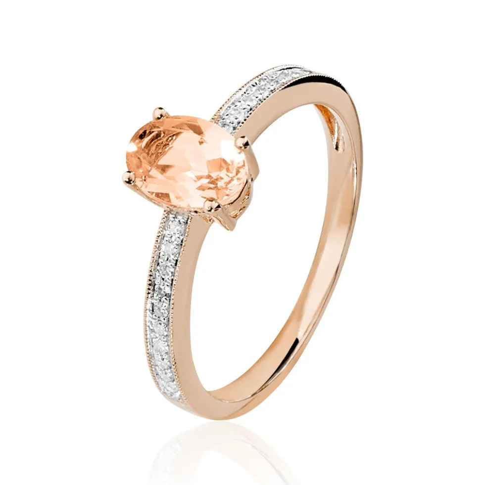 Bague Adelina Or Rose Morganite Et Oxyde De Zirconium