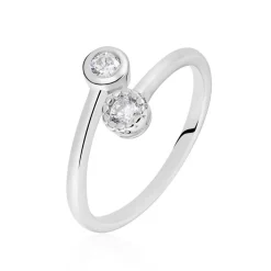 Bague Ajustable Mechte 1 Argent Blanc Oxyde De Zirconium