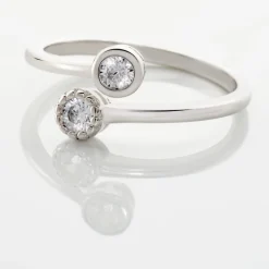 Bague Ajustable Mechte 1 Argent Blanc Oxyde De Zirconium