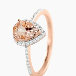 Bague Alice Or Rose Morganite Et Oxyde De Zirconium