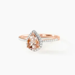 Bague Alice Or Rose Morganite Et Oxyde De Zirconium