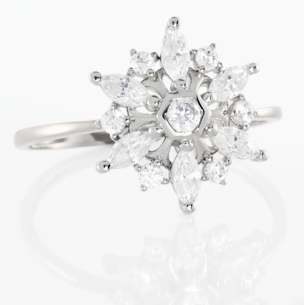 Bague Allassane Or Blanc Oxyde De Zirconium