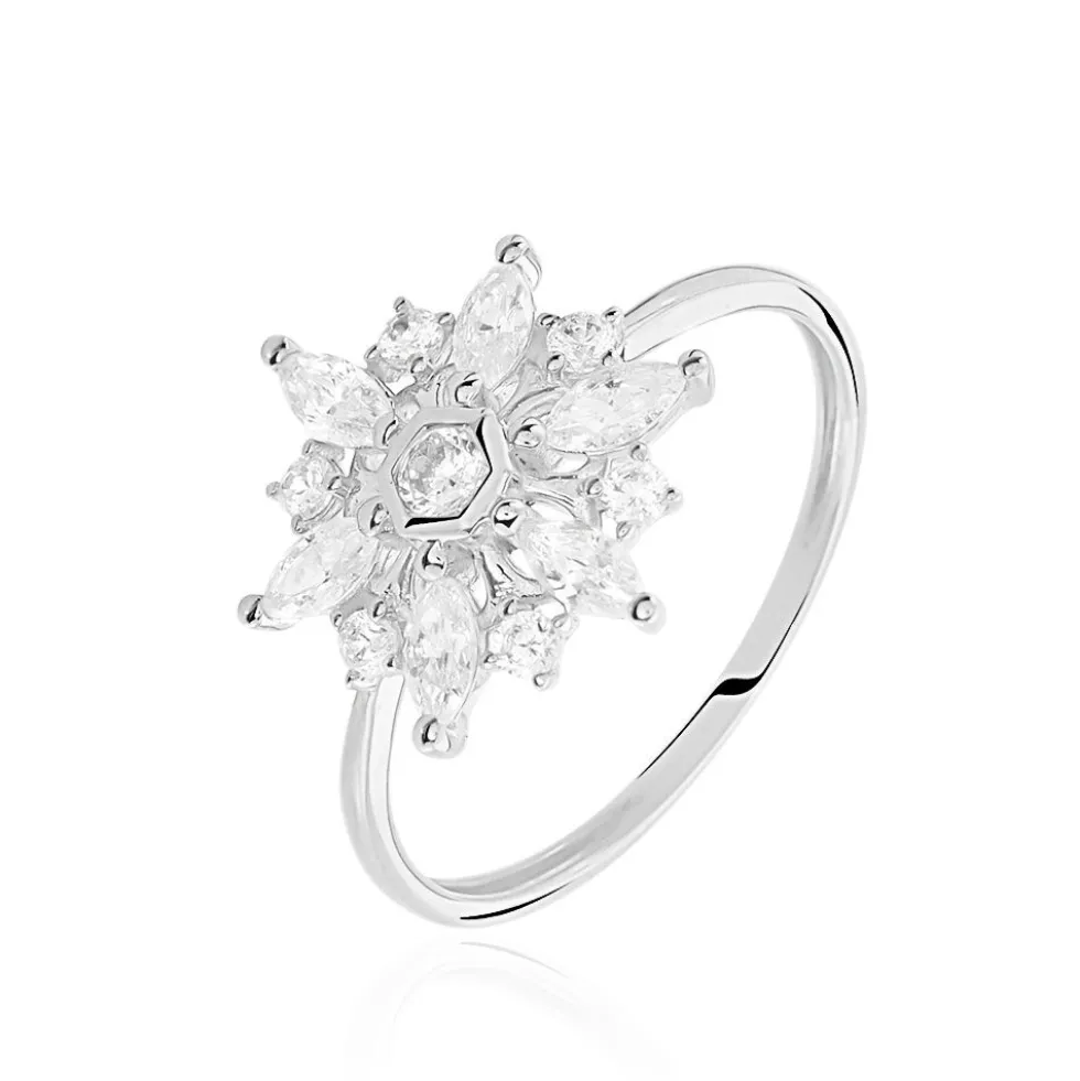 Bague Allassane Or Blanc Oxyde De Zirconium