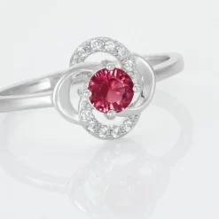 Bague Argent Blanc Clover Verre Oxydes De Zirconium