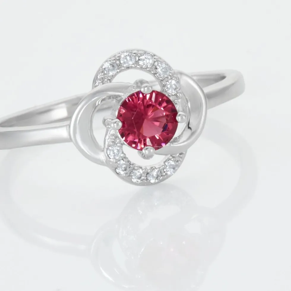 Bague Argent Blanc Clover Verre Oxydes De Zirconium