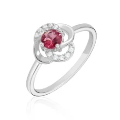 Bague Argent Blanc Clover Verre Oxydes De Zirconium