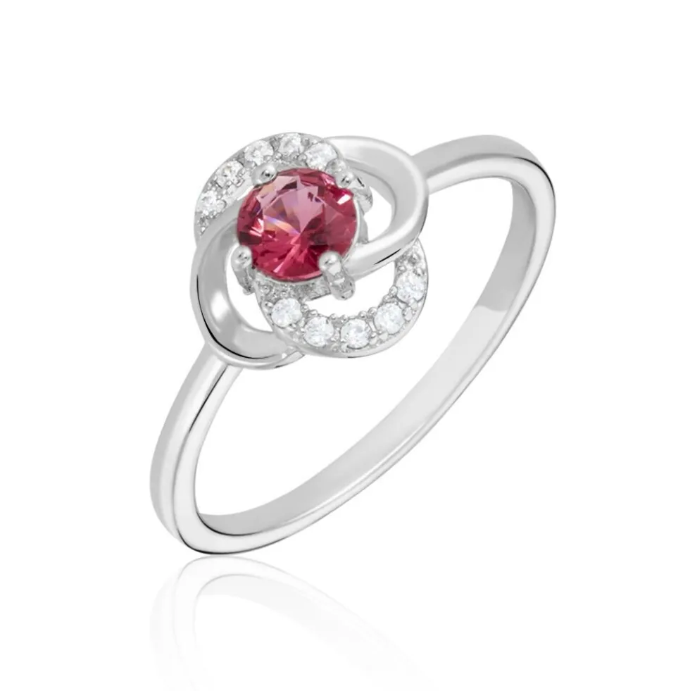 Bague Argent Blanc Clover Verre Oxydes De Zirconium