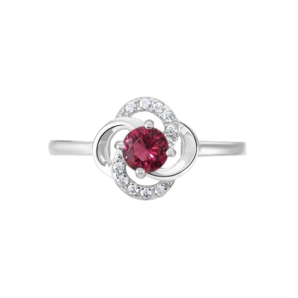 Bague Argent Blanc Clover Verre Oxydes De Zirconium