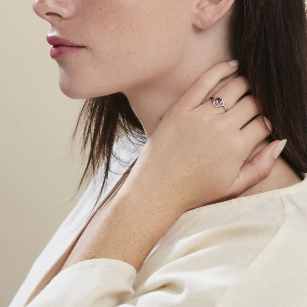 Bague Argent Blanc Clover Verre Oxydes De Zirconium