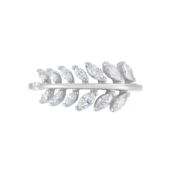 Bague Argent Blanc Cristobal Feuille Oxydes De Zirconium