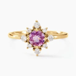Bague Astrithr Or Jaune Améthyste Oxyde De Zirconium