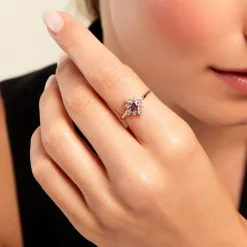Bague Astrithr Or Jaune Améthyste Oxyde De Zirconium
