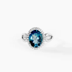 Bague Ayanna Or Blanc Topaze Et Oxyde De Zirconium