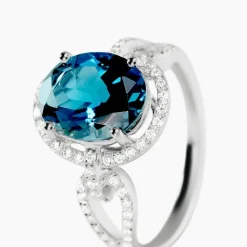 Bague Ayanna Or Blanc Topaze Et Oxyde De Zirconium
