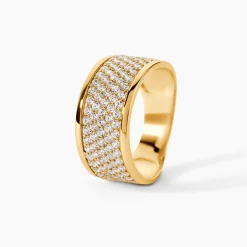 Bague Banda Or Jaune Oxyde De Zirconium