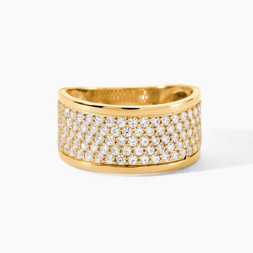Bague Banda Or Jaune Oxyde De Zirconium