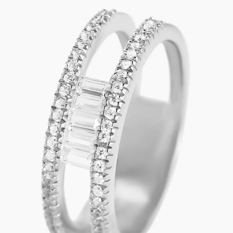 Bague Baroque Party Argent Blanc Oxyde De Zirconium