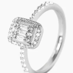 Bague Baroque Party Argent Blanc Oxyde De Zirconium