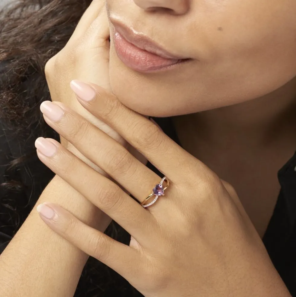 Bague Bertille Or Jaune Amethyste Et Oxyde De Zirconium