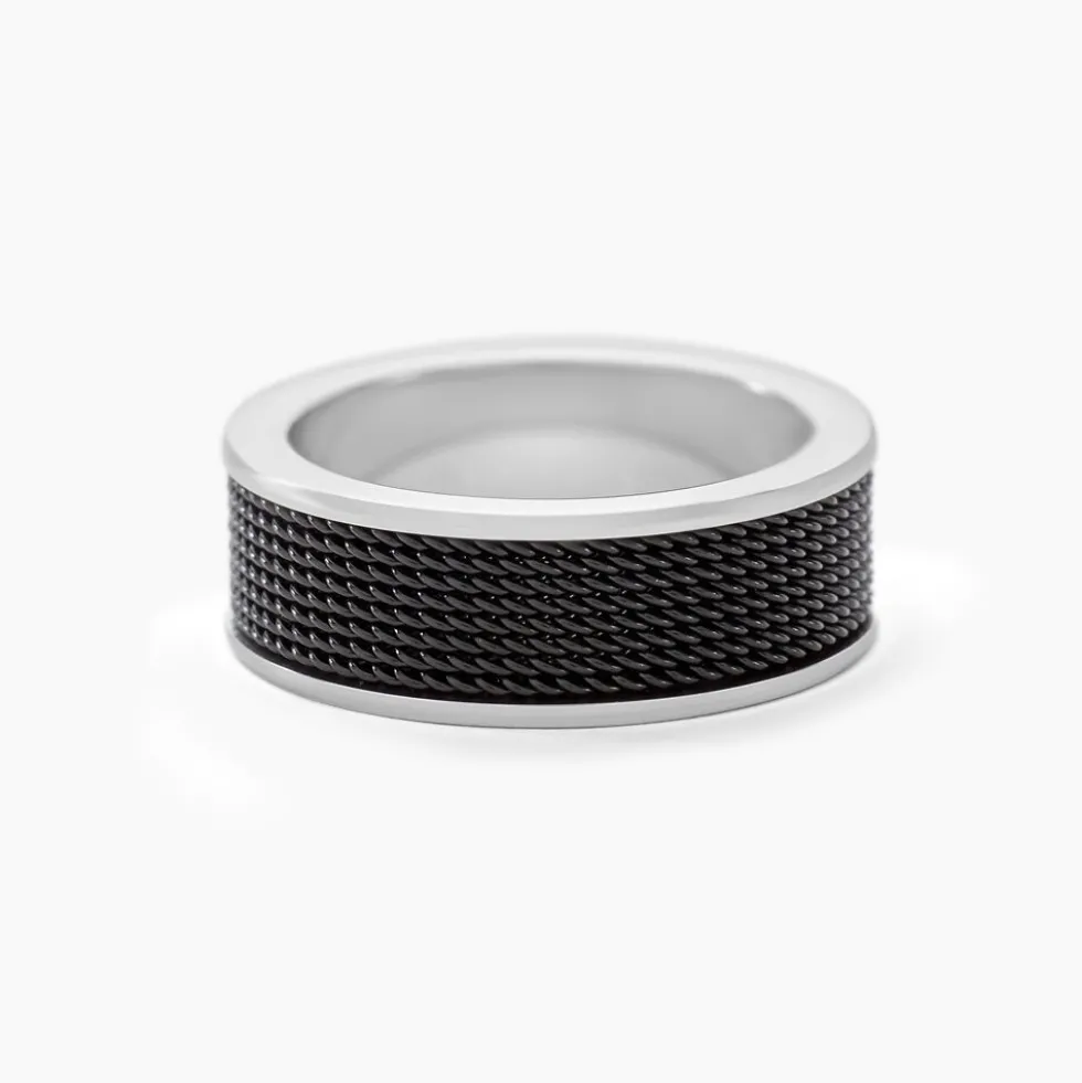 Bague Black Love Acier Bicolore