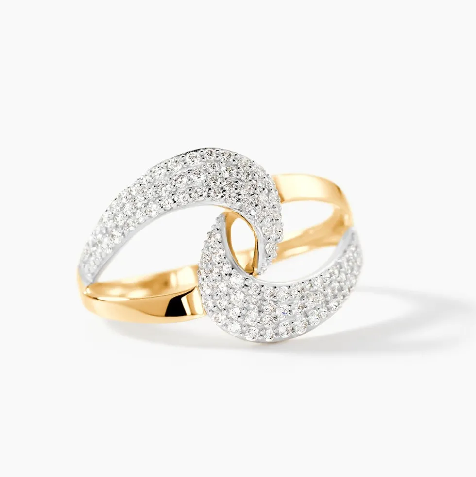 Bague Boucle D'or Or Jaune Oxyde De Zirconium