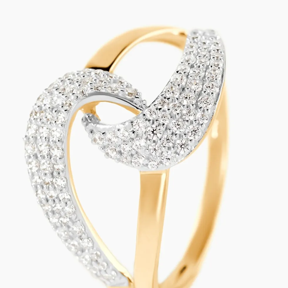 Bague Boucle D'or Or Jaune Oxyde De Zirconium
