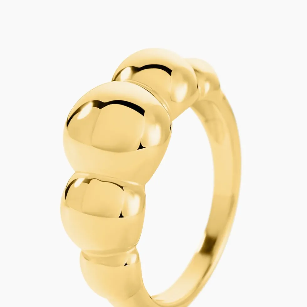 Bague Bulle Doree Acier Jaune