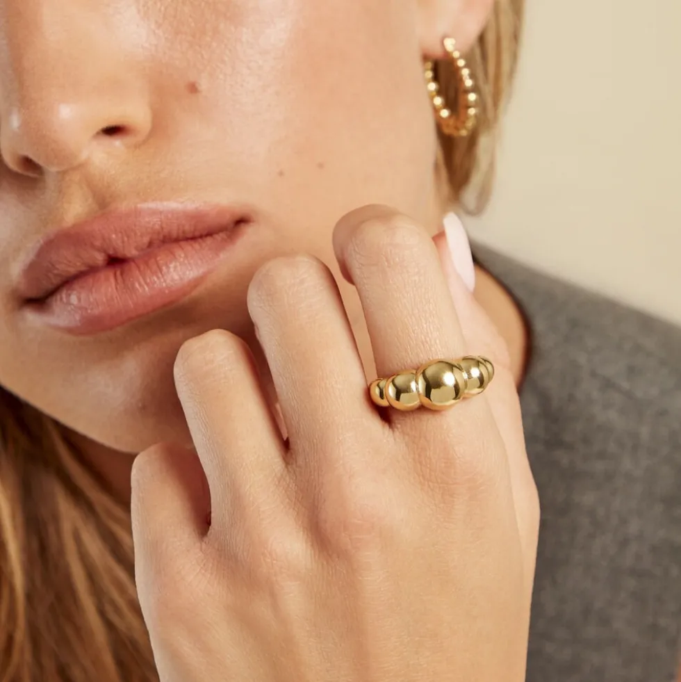 Bague Bulle Doree Acier Jaune