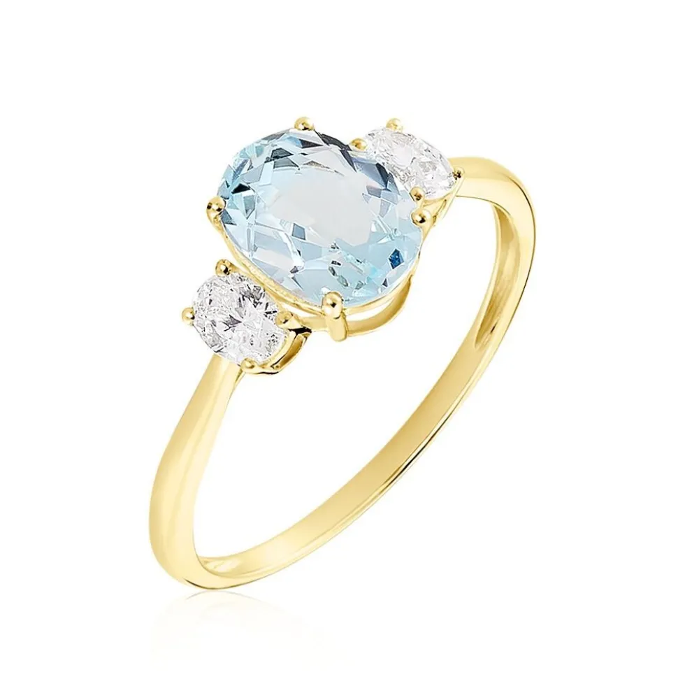 Bague Carroll Or Jaune Topaze Oxyde De Zirconium