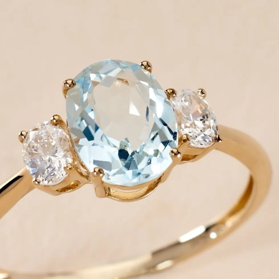 Bague Carroll Or Jaune Topaze Oxyde De Zirconium